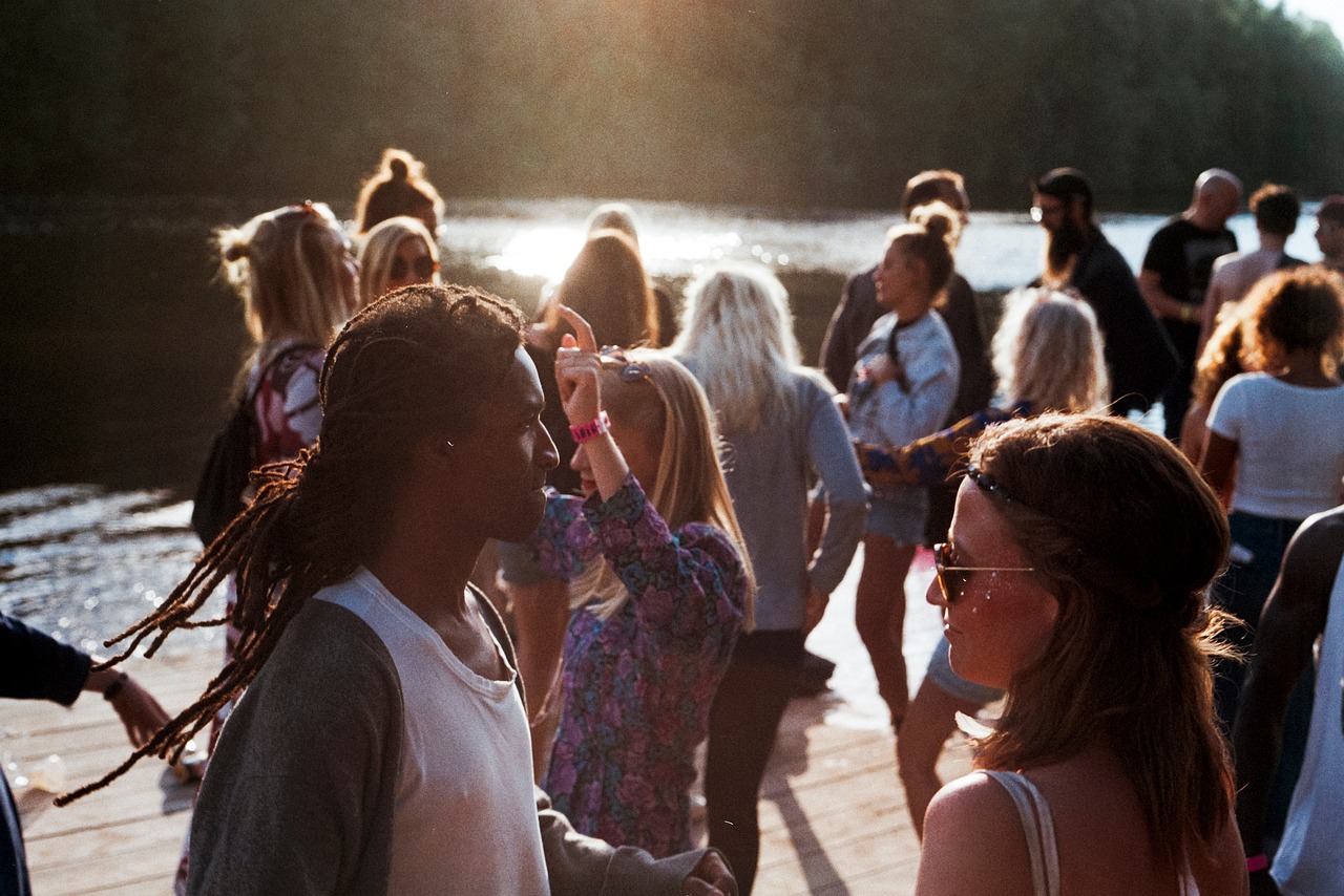 people, man, woman, dreadlocks, nature, party, celebration, african american, shades, fun, dancing, dance, water, summer