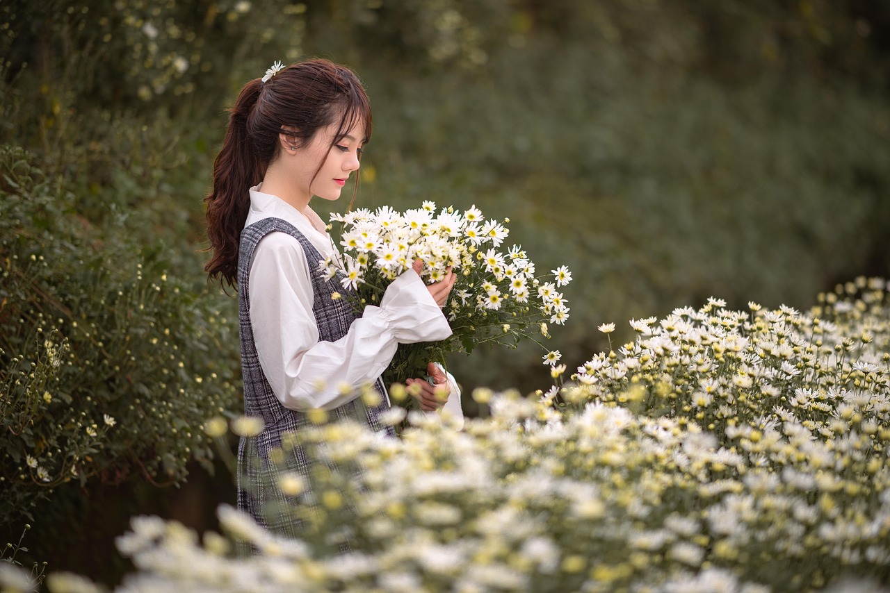 woman, flower wallpaper, model, nature, flower background, young, flower field, flowers, beautiful flowers, beautiful, vietnamese girl
